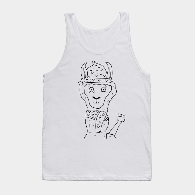 Winter llama, black outline Tank Top by Antiope